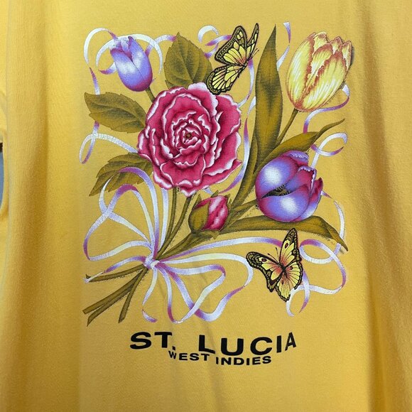 Oversized‎ T-Shirt Swimsuit Cover-Up Sleepshirt Butterflies Flowers Sz 1X Yellow - Picture 7 of 15